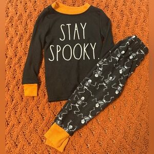 Rae Dunn Stay Spooky Kids Pajamas - Black and Orange